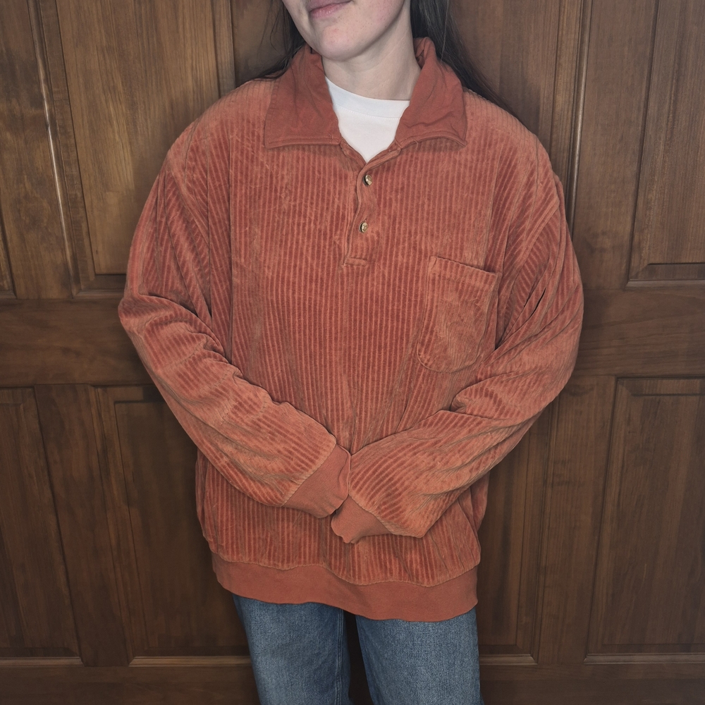 Rust Orange Corduroy Pullover